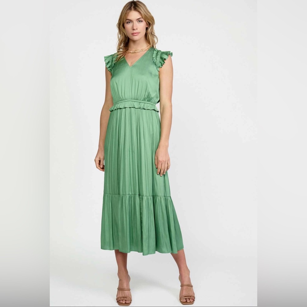 Current Air Ruffle Flutter Sleeve Midi Dress